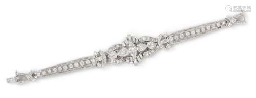 A Platinum and Diamond Bracelet, 27.00 dwts.