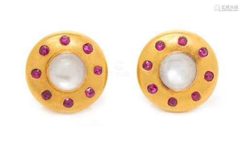 A Pair of Victorian 18 Karat Yellow Gold, Moonstone and