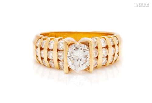 A 14 Karat Yellow Gold and Diamond Ring, 4.90 dwts.