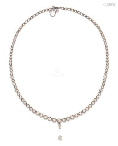 A Platinum and Diamond Riviere Necklace, 14.90 dwts.