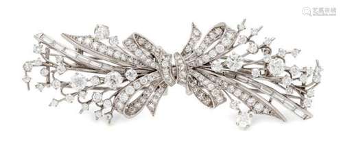 A Platinum and Diamond Double Clip Brooch, Tiffany &