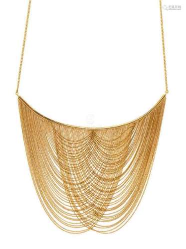 An 18 Karat Yellow Gold Fringe Chain Swag Necklace,