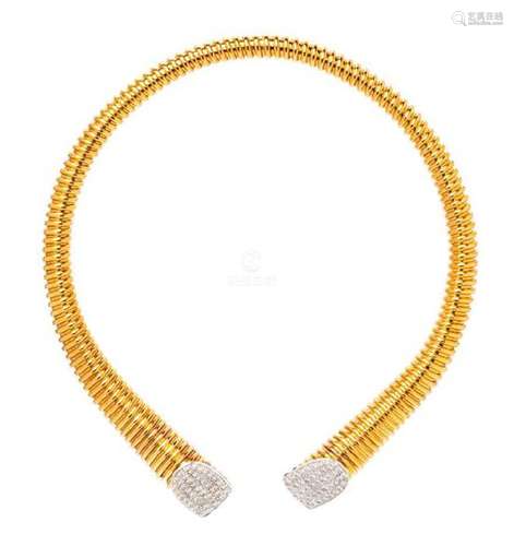 An 18 Karat Bicolor Gold and Diamond Tubogas Collar