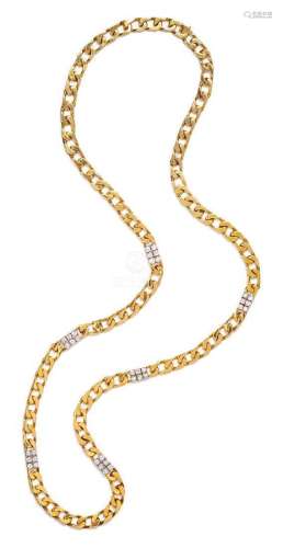 * A Bicolor Gold and Diamond Longchain Necklace, 114.40