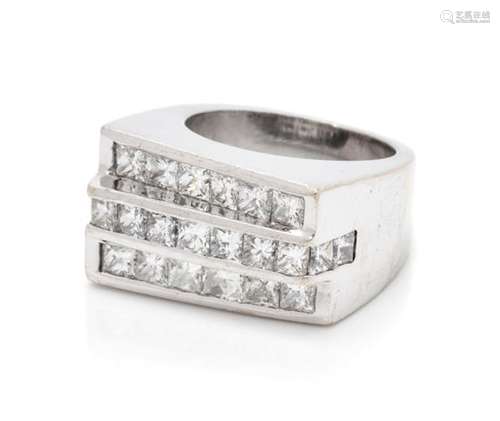 A 14 Karat White Gold and Diamond Ring, Jacob & Co.,