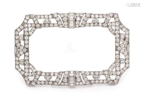 An Antique Platinum and Diamond Brooch, 16.60 dwts.