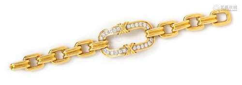 An 18 Karat Bicolor Gold and Diamond Bracelet,