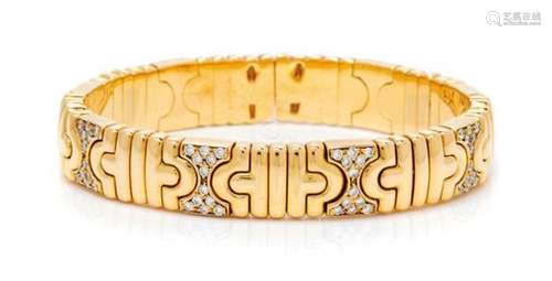 An 18 Karat Yellow Gold and Diamond 'Parentesi' Cuff