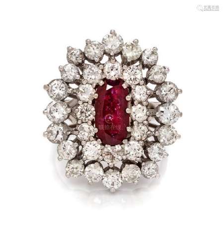 * A Platinum, Ruby and Diamond Ring, 9.85 dwts.