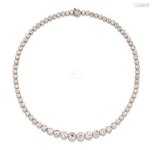 A Platinum and Diamond Riviere Necklace, 25.40 dwts.