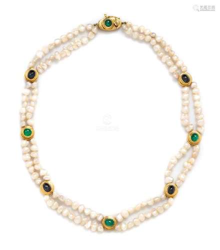 An 18 Karat Yellow Gold, Cultured Baroque Pearl,