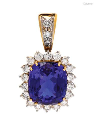 * A Yellow Gold, Platinum, Tanzanite and Diamond