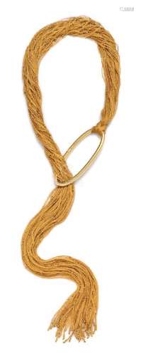 An 18 Karat Yellow Gold Lariat Necklace, Calgaro, 31.40