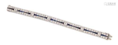 An Art Deco Platinum, Diamond and Sapphire Bracelet,