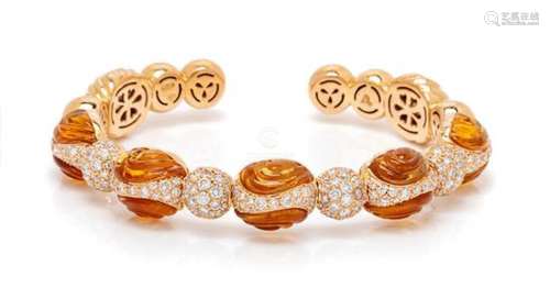 * An 18 Karat Rose Gold, Citrine and Diamond