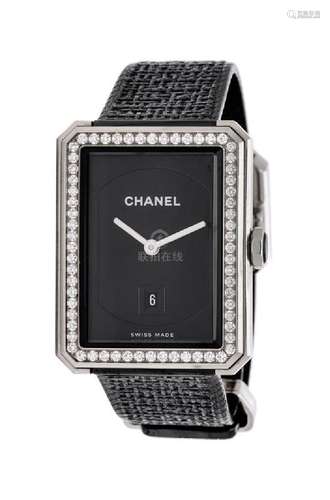 A Stainless Steel and Diamond 'Boy-Friend' Wristwatch,