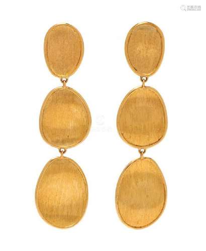 A Pair of 18 Karat Yellow Gold 'Lunaria' Earrings,