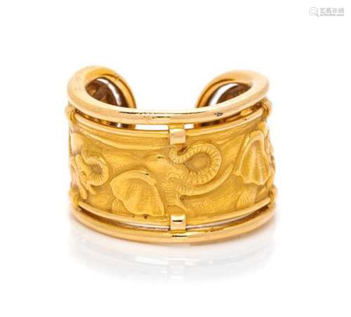 * An 18 Karat Yellow Gold Elephant Motif Ring, Carrera