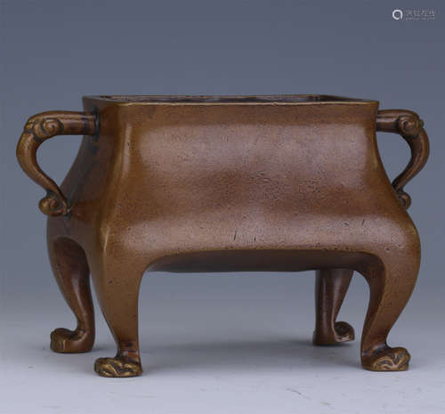 CHINESE BRONZE SQUARE CENSER