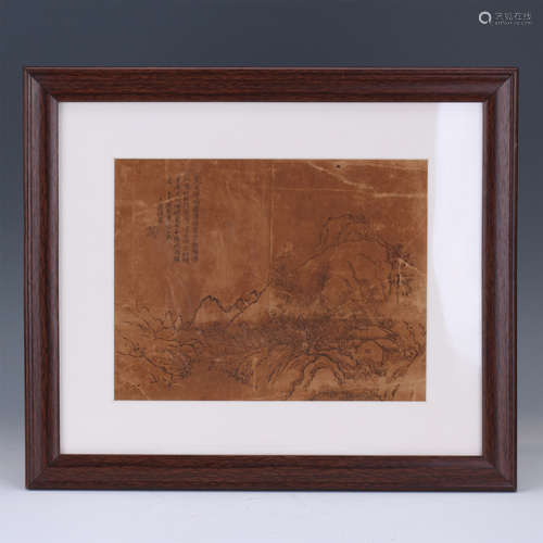 FRAMED CHINESE ANCIENT PAINTING OF MOUNTAIN VIEWS