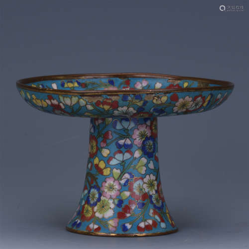 CHINESE CLOISONNE FLOWER TEA CUP STAND