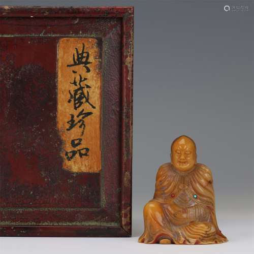 CHINESE SOAPSTONE SEATED LOHAN