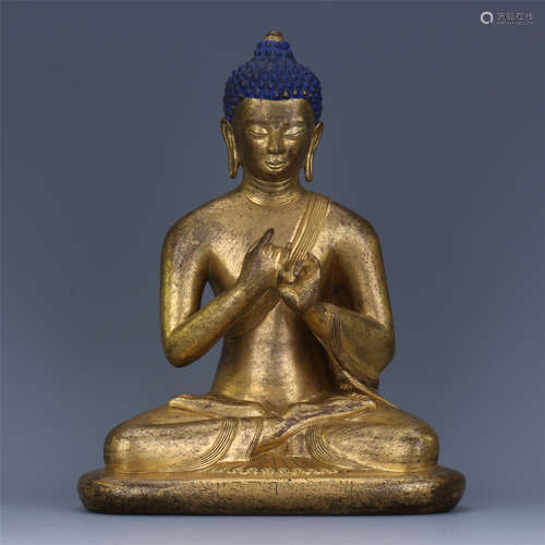 CHINESE GILT BRONZE SEATED SAYKAMUNI