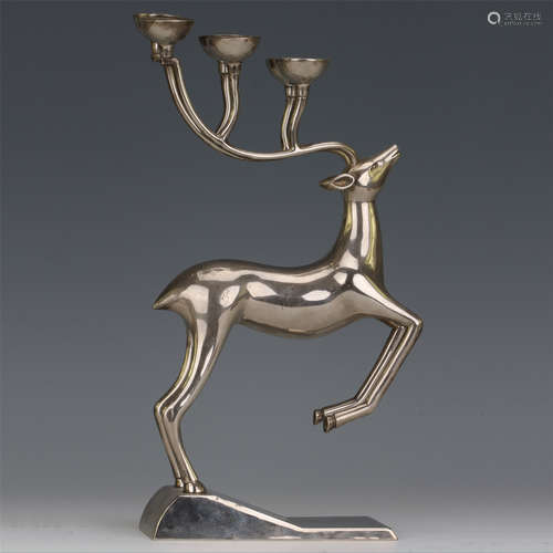 CHINESE BRONZE DEER CANDLE HOLDER