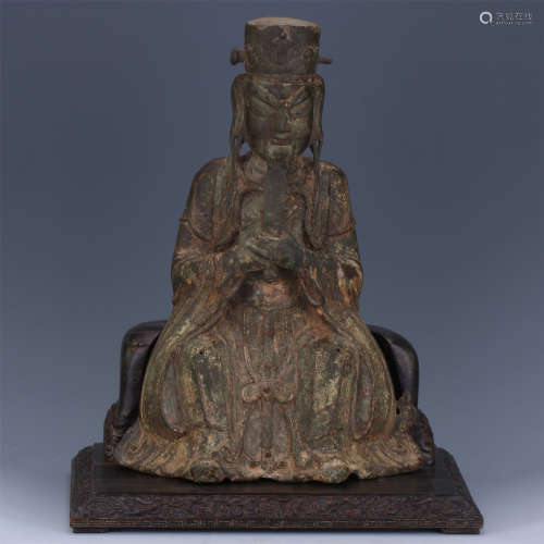 CHINESE BRONZE SEATED OFFCIAL MING DYNASTY