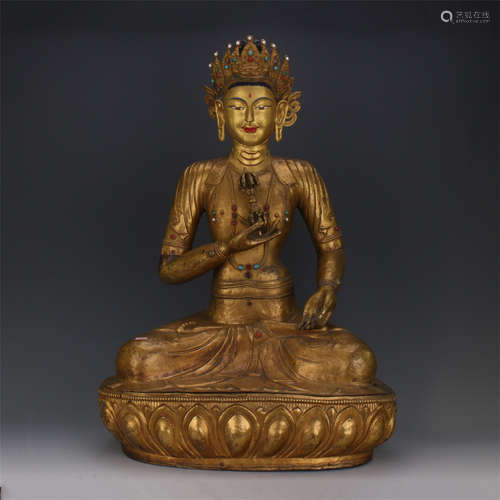 TIBETAN GILT BRONZE SEATED VAJRASATTVA