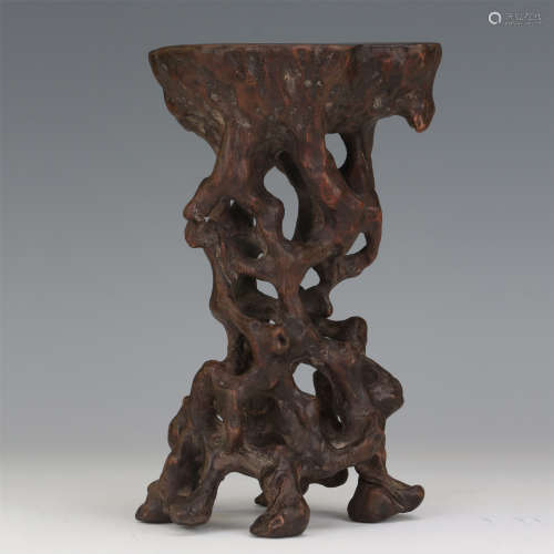 CHINESE AGALWOOD ROOT ANTIQUE STAND