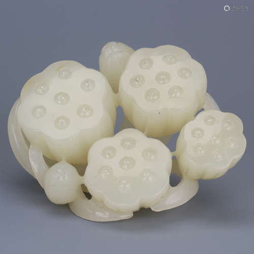 CHINESE WHITE JADE LOTUS SEED PAPER WEIGHT