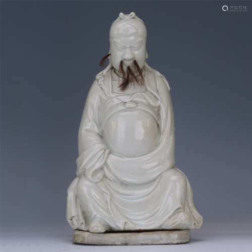 CHINESE BLANC DE CHINE SEATED FIGURE QING DYNASTY