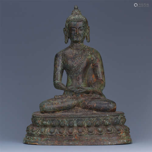 CHINESE BRONZE SEATED SAYKAMUNI