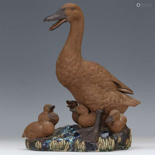 CHINESE PORCELAIN GEESE FAMILY