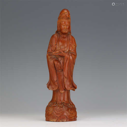 CHINESE BOXWOOD STANDING GUANYIN