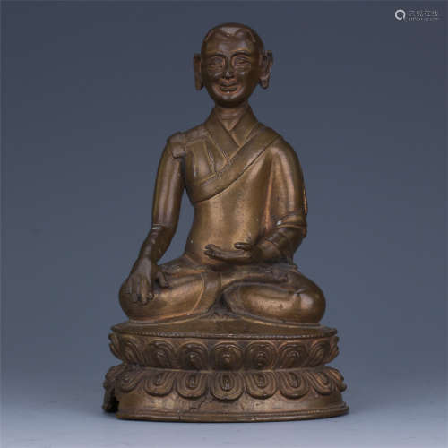 CHINESE BRONZE SEATED BUDDHA QING DYNASTY