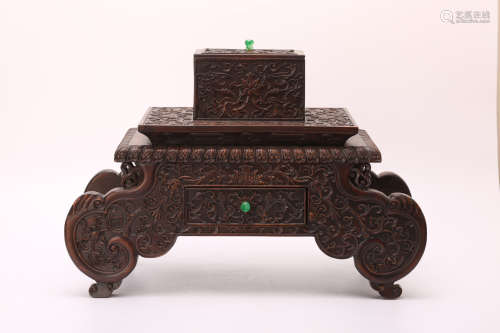A Chinese Carved Rosewood Box
