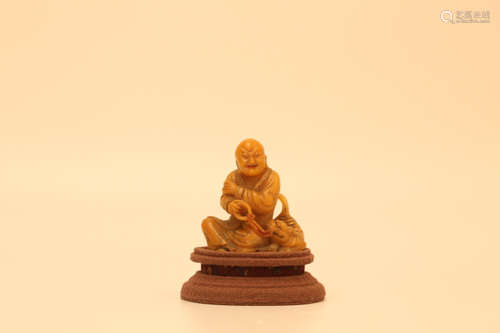 A Chinese Carved Shoushan Figure of Luohan