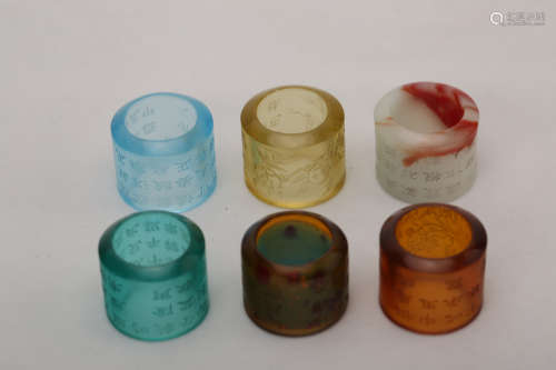 A Group of Chinese Peking Glass Rings