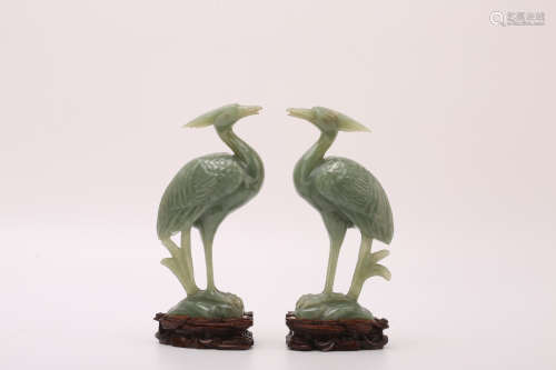 A Pair of Chinese Carved Jade Decorations