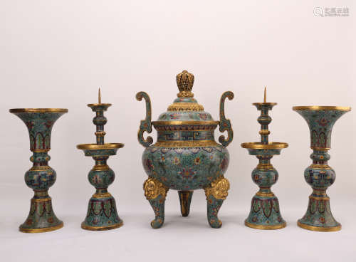 A Set of Chinese Cloisonne Decorations