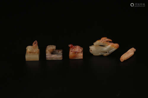 A Set of Chinese Carved Jade Seals