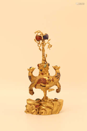 A Chinese Gilt Bronze Phoenix Decoration