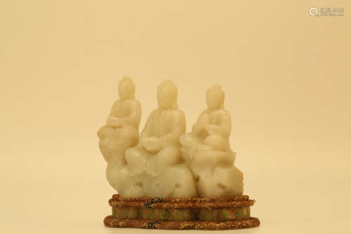 A Chinese Carved Jade Buddha Decoration