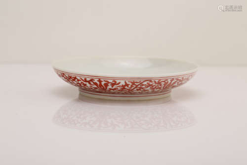 A Chinese Iron Red Glazed Porcelain Plate