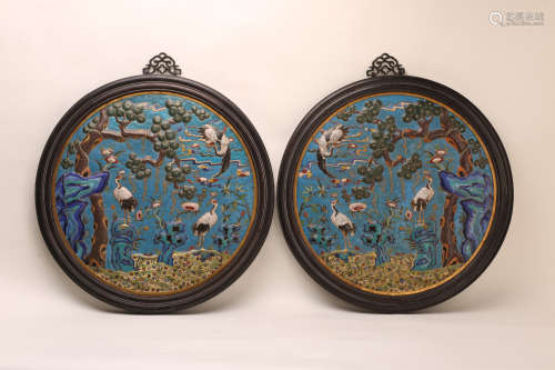 A Pair of Chinese Cloisonne Hanging Screens