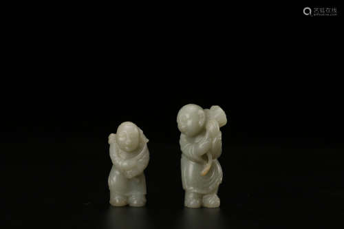Two Chinese Carved Jade Buddha Figure