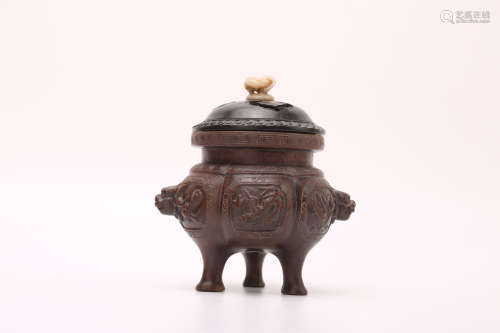 A Chinese Carved Chenxiang Incense Burner