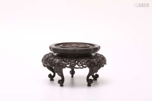 A Chinese Carved Zitan Stand